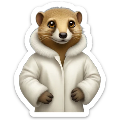 mongoose wearing a fur white coat sticker