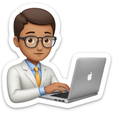 bussiness man technologist working on a laptop watching graphics sticker