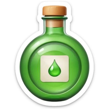 message round bottle with paper inside green sticker
