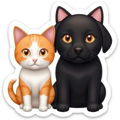 black labrador and orange and white cat sticker