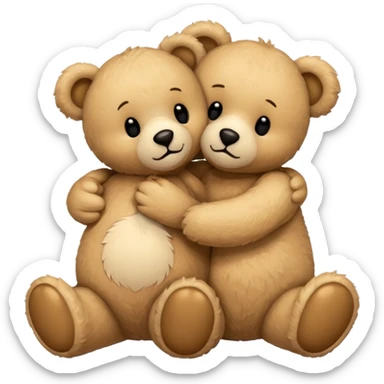 Beige furry teddy bear hugging another beige furry teddy bear sticker