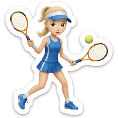 white young girl playing tennis sticker