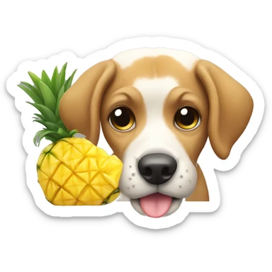 Dog eating pineapple sticker