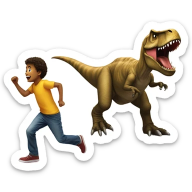 Trex chasing kid sticker