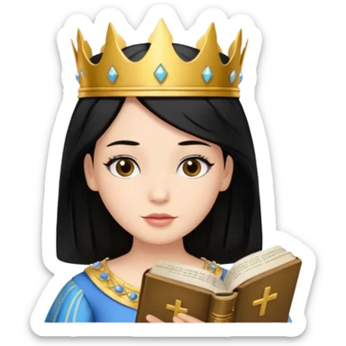 Princesa de pelo negro leyendo la biblia sticker