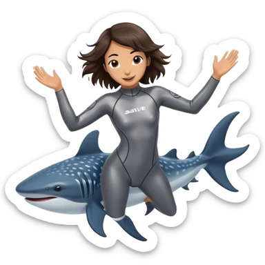 Dancing with whale sharks in a silver wetsuit from save ocean
The brunette female diver sticker