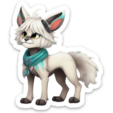 Cool cute Kawaii edgy fantasy animal  fursona Fionbri by griffsnuff & LiLaiRa & Falvie full body sticker