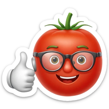 Tomato with glases and thumbs up sticker