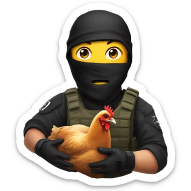 Counter-terrorist from Counter-Strike 2 game, holding chicken in hands sticker