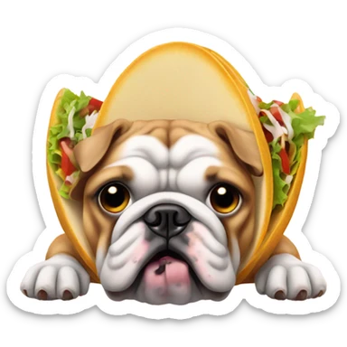 Bulldog eating tacos sticker
