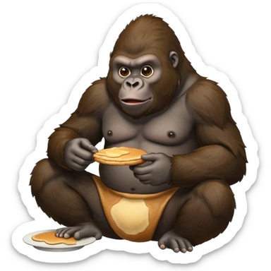 gorilla eating pancakes while pooping sticker
