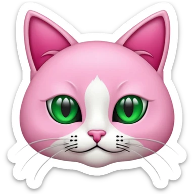 Bir siyah renkli kedi gözleri yeşil ve oturuyor boynunda pembe tasma vae sticker