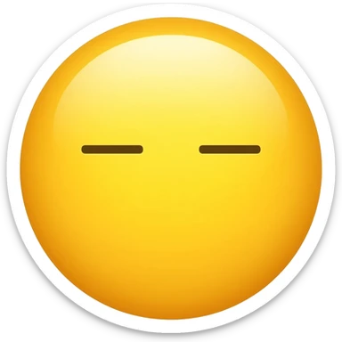 Yellow circle with no eyebrows and nose and the face feeling is neutral and the mouth is neutral its not smiling or frowning it looks like this symbol "—" sticker