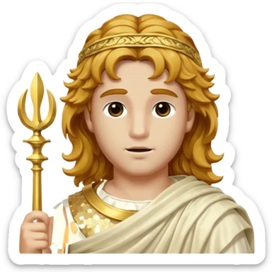 Mercury, Messager of the Gods from Roman Deities with long golden brown wavy hair, ivory sequin toga sticker