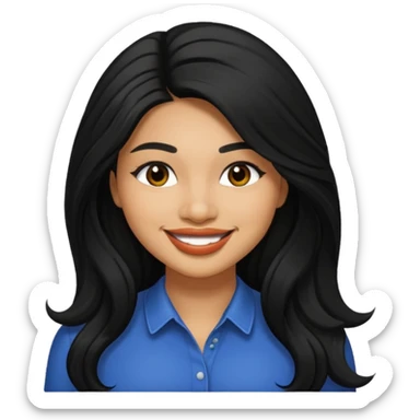 Vanessa White with black long hair sticker