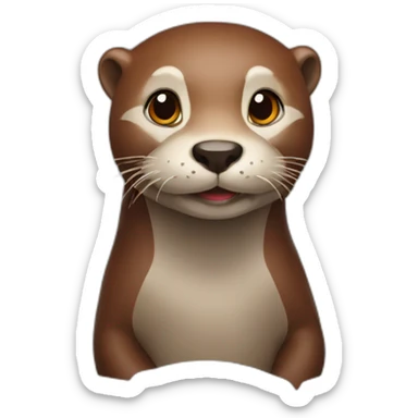 Otter with red head hair sticker