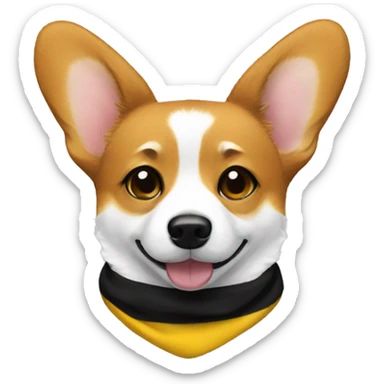 Corgi with black and yellow striped scarf sticker
