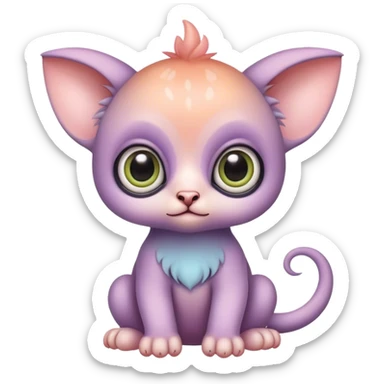 Adorable colorful baby pastel edgy animal-hybrid, full body, big Eyes sticker