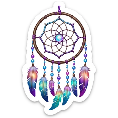 Iridescent nebula Dreamcatcher-suncatcher hanging from a thread sticker