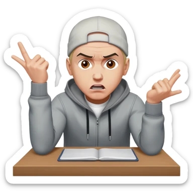 Angry Eminem flipping over desk sticker