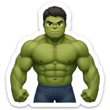 Hulk posing the strongest pose  sticker