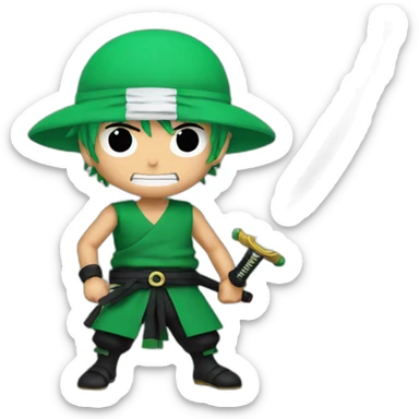 zoro from one piece with his 3 katana sticker