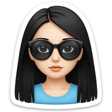 Génère moi un emoji d’une fille avec des lunettes noire et des cheveux lisse attaché avec des cils mi-long  sticker