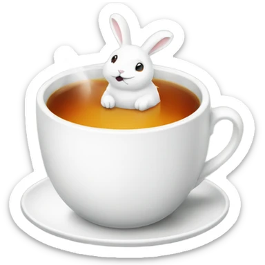 Cup of hot tea with white rabbits  sticker
