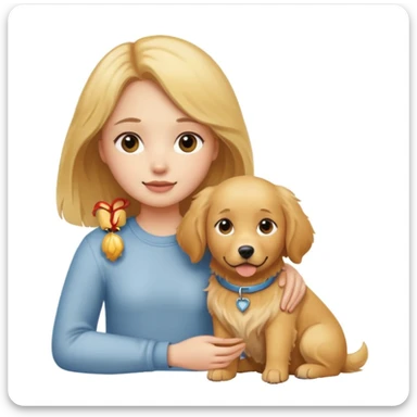 girl and her pet dog sticker