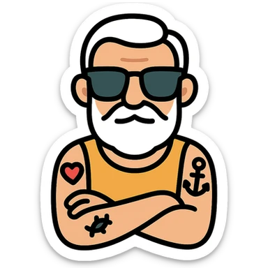 cool old man with tattooes sticker