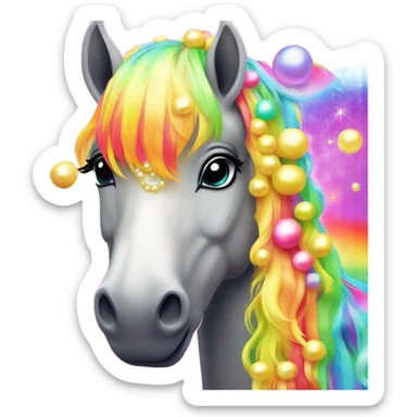 Lisa frank horse with pearls in rainbow hair sticker
