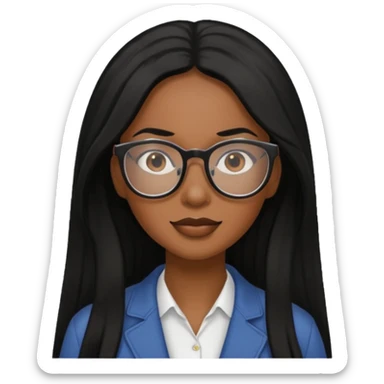 Black women teacher with black long hair sticker