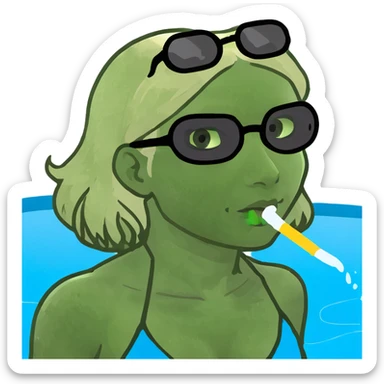 beautiful blonde girl swim in pool sticker