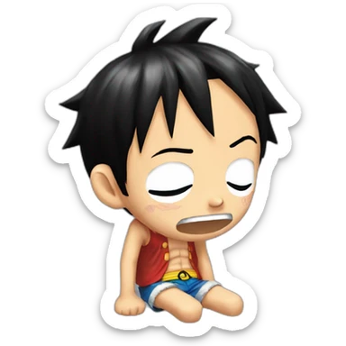 luffy bawling his eyes out crying and his knees sticker
