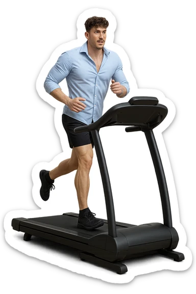 Uomo che sta facendo cardio correndo sul tapis roulant sticker