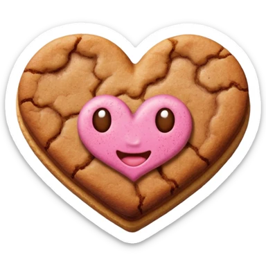 snicker doodle cookie with cinnamon powder on top in a heart shape cookie sticker