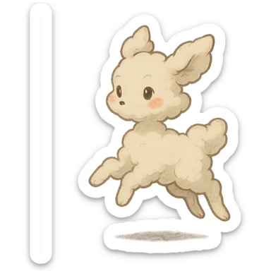 vanilla-colored cloud doe with rosy cheeks, floating with witch-like grace, social media brand identity mascot, Ghibli style sticker