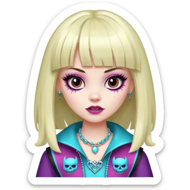 quero uma menina de franja parecendo uma monster h sticker