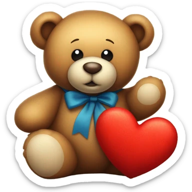 Teddy bear holding heart sticker