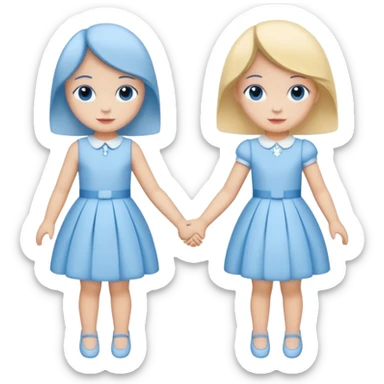 bonequinhos de papel azuis de mãos dadas sticker