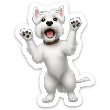 Westie waving sticker