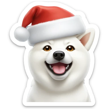 White Shiba Inu in Santa hat sticker