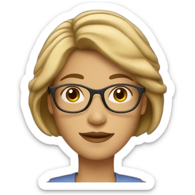 a woman with fair bob hairstyle and glasses sticker
