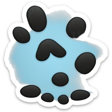Baby blue square with a black paw print in the middle sticker