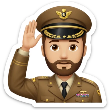 Cop with short brown hair and beard saluting sticker
