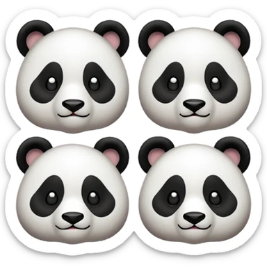 I want 3 panda emojis. One facing right, next one right going up, next one right going down sticker