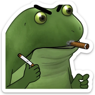 Angry frog smoking cigar sticker