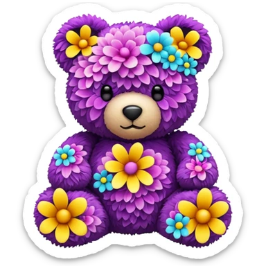 Floral teddy bear sticker