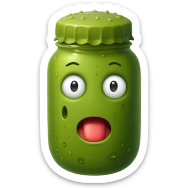 Pickle with a face making a ￼ confused sticker