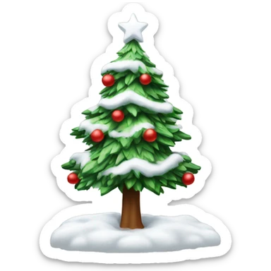 christmas tree with snow decorated with red bows  sticker